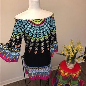 🌙 6/$30 Flying Tomato rainbow cold shoulder dress